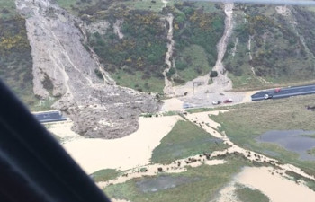 Debris flows on Otago Peninsula, north of Harwood, 21 July 2017 (photo: Otago CDEM)