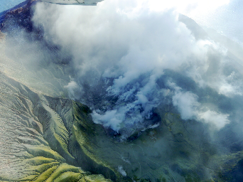 View of the 1978 to 1990 Crater Complex with the new crater and vent is right of centre.