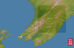 Map showing the region for which earthquake probabilities were calculated, indicated by the white box