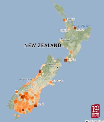 Felt reports from the M5.5 earthquake