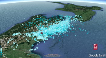  Kaikōura aftershock sequence year one. All magnitude 2 and above aftershocks are shown on the map