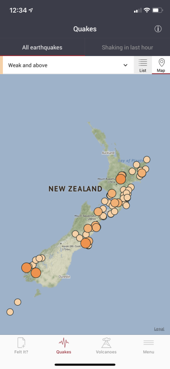 Recent earthquakes viewed on a map