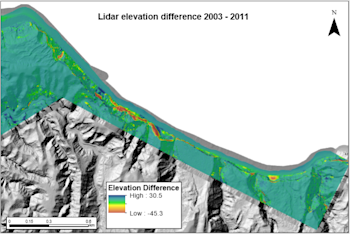 LiDAR elevation difference