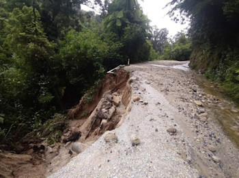 Damage to Totaranui Road on Feb 5. Photo credit to Tasman District Council