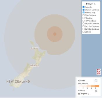 How the Kermadec earthquake looked with our New Shaking Layers Map
