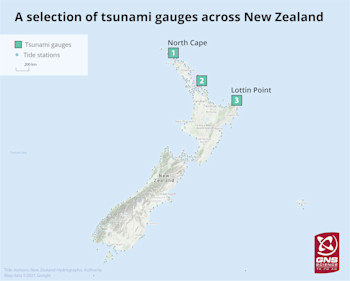 A selection of tsunami gauges across New Zealand