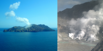 Whakaari/White Island photos taken during September 2021 show how ash can be seen at the active vents, but it's not visible in the plume above the island