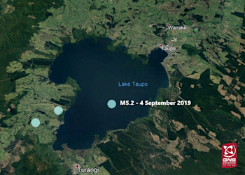 M5.2, 4 September 2019 earthquake location and locations of historic 1982 and 1985 earthquakes.