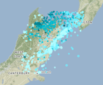 Some of the Kaikōura aftershocks from 14/11/17-14/11/18