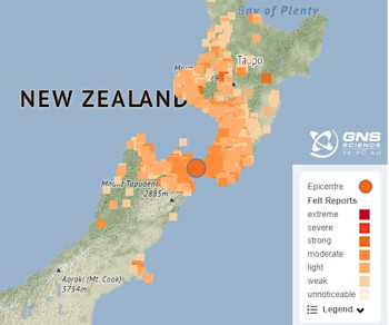 Felt reports received from the M5.7 October 6 earthquake.
