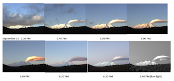 Cloud forming over Ruapehu on Friday evening - the volcano was not erupting