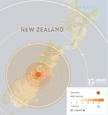 Shaking Layers Map of the M6.0 quake