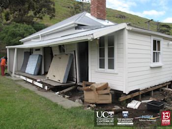 External damage to the cottage at Little Pigeon Bay