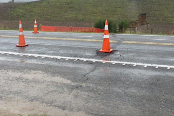 Cracking developing across the road surface