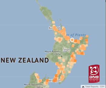 Felt report distribution for the M5.3 22 March earthquake