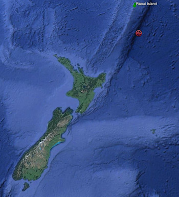 Location of the M7.4 earthquake