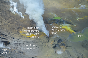 View of the active vent area at Whakaari/White Island on 18 November 2021. 