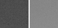 A 100 x 100 pixel portion of two night-time images taken by the Te Kaha camera. The left image is underexposed, the right has a more correct exposure.