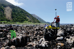 Earthquake geologists from GNS Science and marine biologists from University of Canterbury surveying coastal uplift.